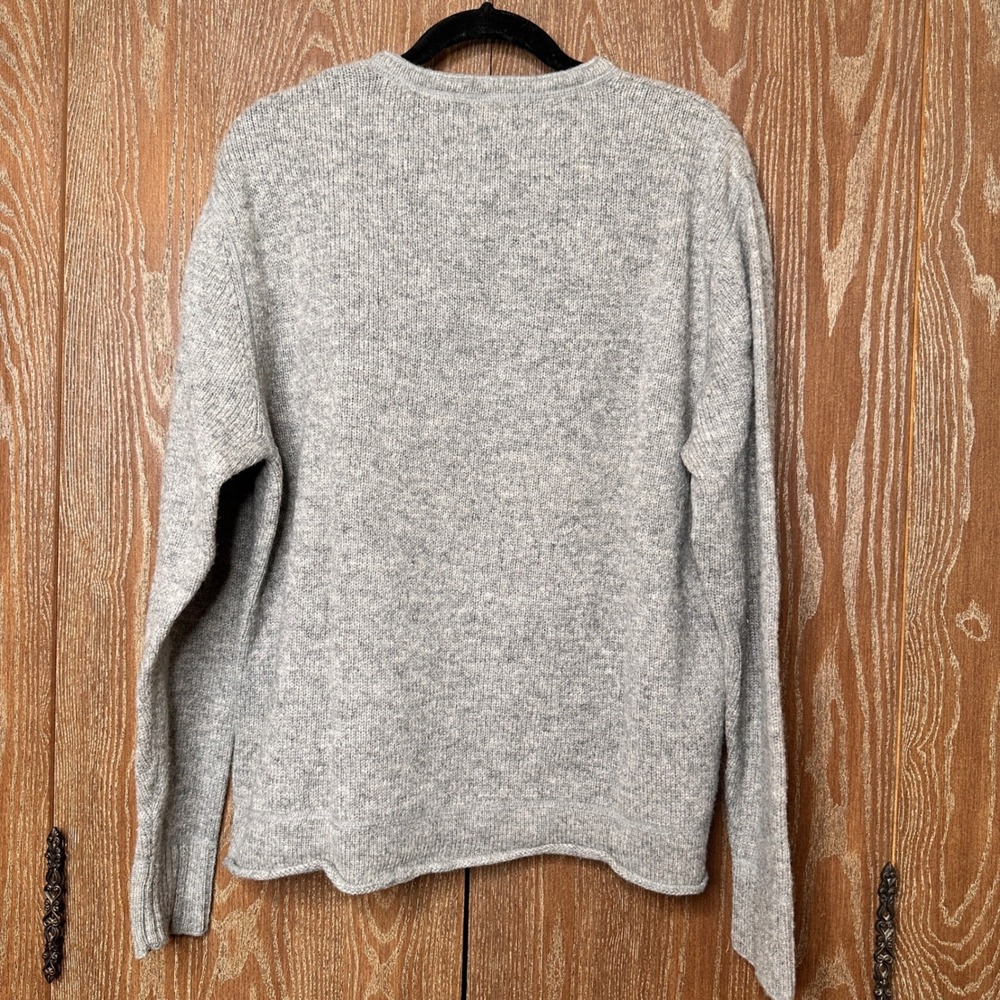 Ralph Lauren Polo Jeans Co Grey 100% Wool V-Neck Sweater Mens Large Japan Made - Picture 7 of 9